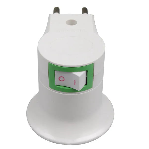White bakelite wall plug-in E27 lamp holder with integrated switch control