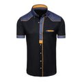 Men's Professional British Style Slim Fit Short Sleeve Shirt Cotton Blended Fabric Size S-3XL Black Light Blue White Plus Size Colour Matching