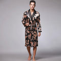 Men's silk robe in Dragon style with V-neck and long sleeves, available in multiple colours and sizes