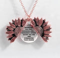 Sunflower double-layer alloy necklace with openable flower centre and lettering plate