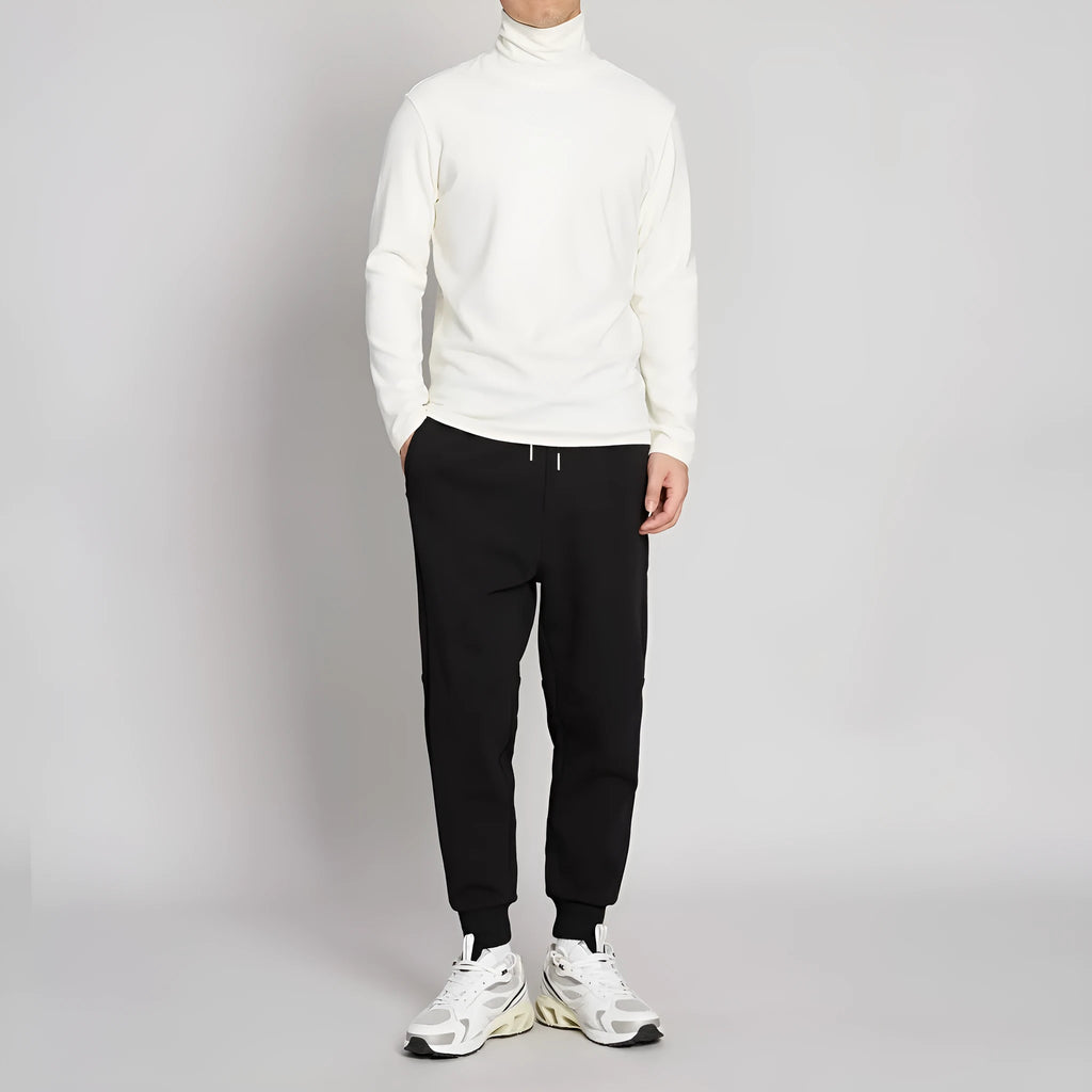 Cotton blend mid-waist drawstring loose fit nine-tenths men's casual pants in grey with tether closure