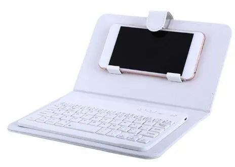 Wireless Bluetooth keyboard case protective cover showing keyboard integrated with mobile device housing
