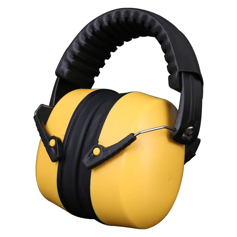 Orange coloured noise reducing headphones and protective earmuffs with an adjustable headband.