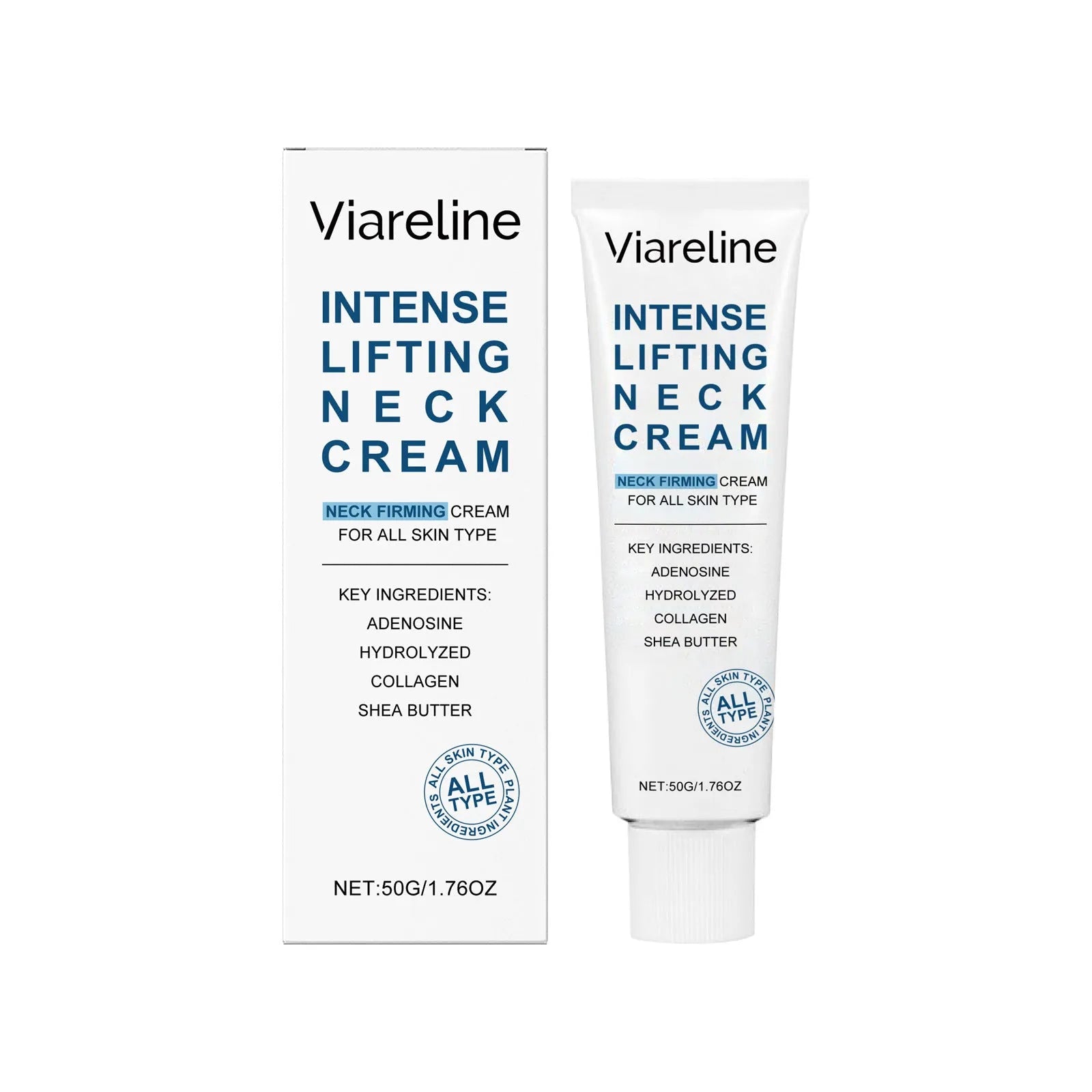 Jar of lifting and tightening neck cream with 50g capacity.