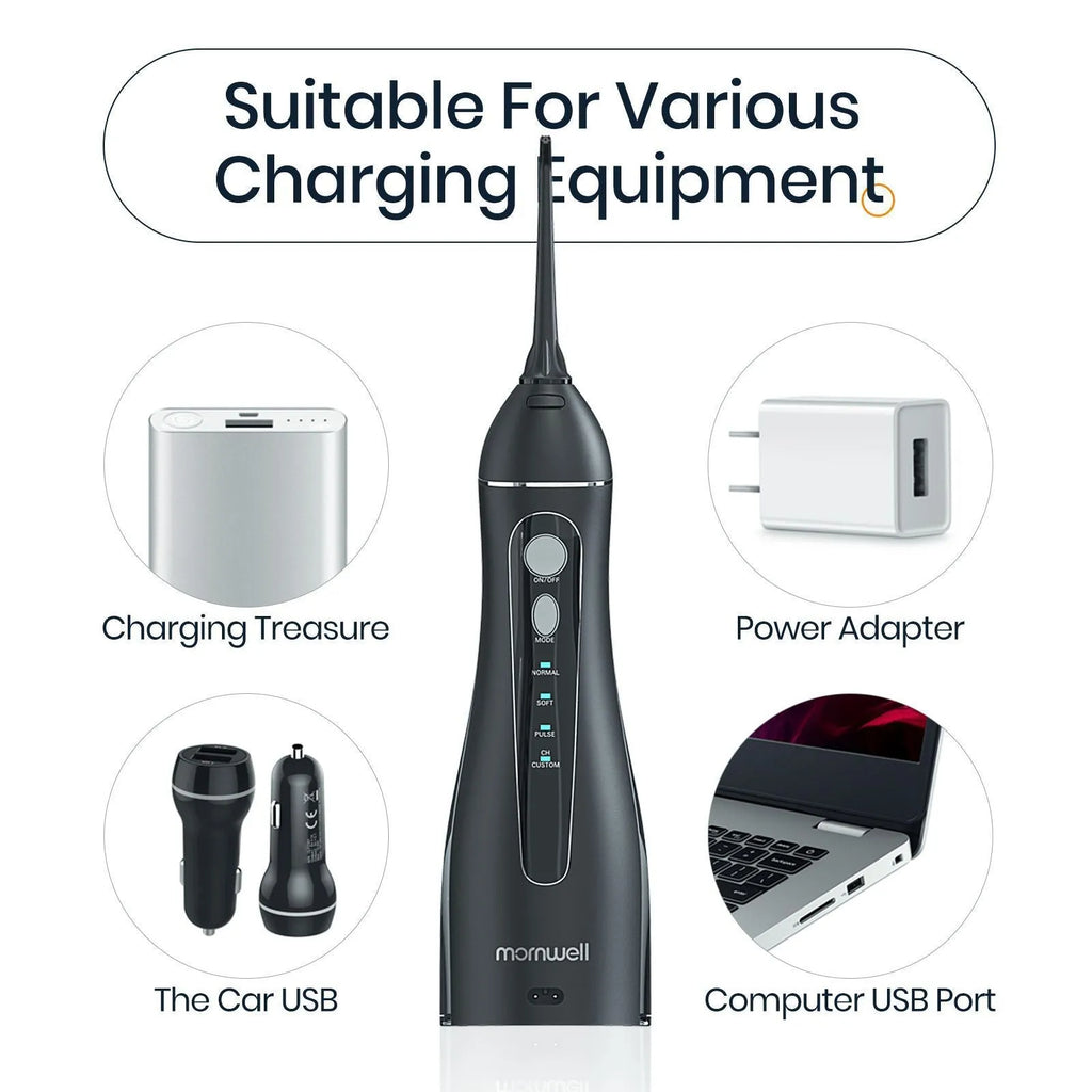 Black Prooral portable oral irrigator electric water flosser for adult home dental care