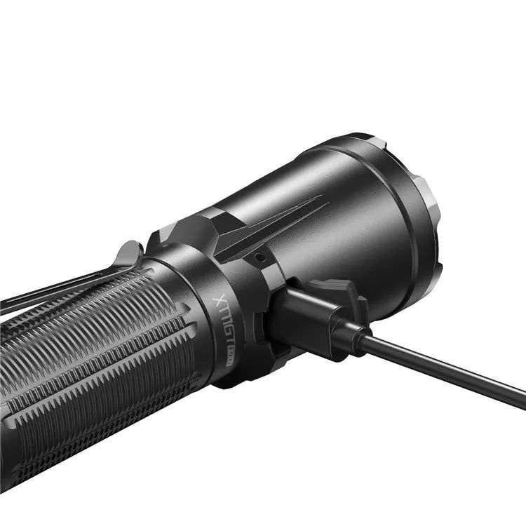 Black tactical flashlight XT11GT PRO with aluminium alloy body and accessories