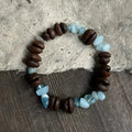 Handmade coffee bean bracelet for women, unisex geometry shape, 16mm size, real coffee beans