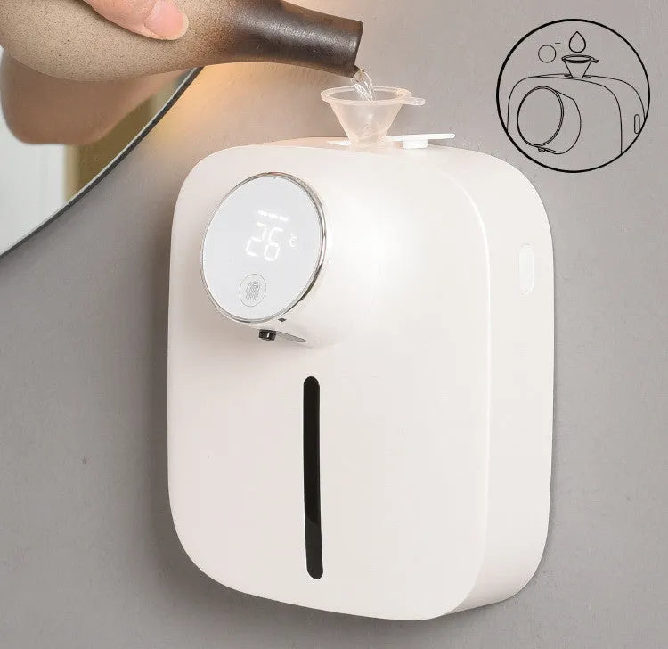 Wall mounted smart sensor soap dispenser in ceramic white with 320mL tank and induction function