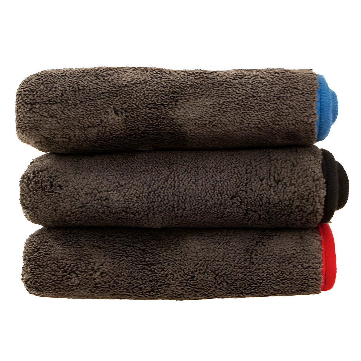 Car detailing microfiber towel 1200GSM composite coral fleece in 40x40cm size on a car bonnet