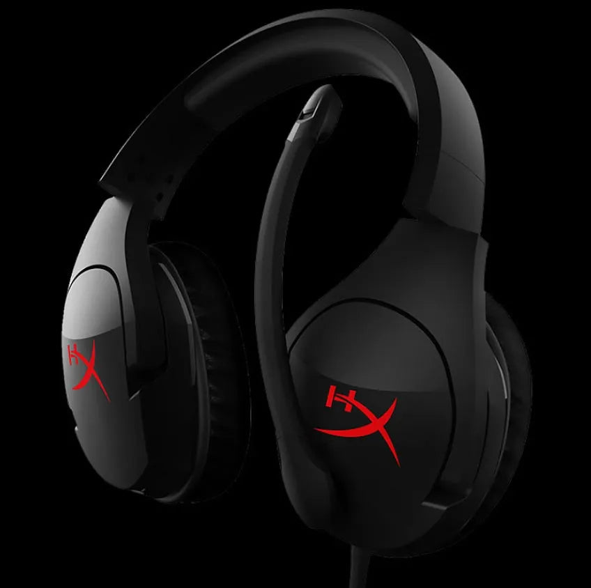 Black wired gaming headset with over-ear design and microphone for esports and PC use