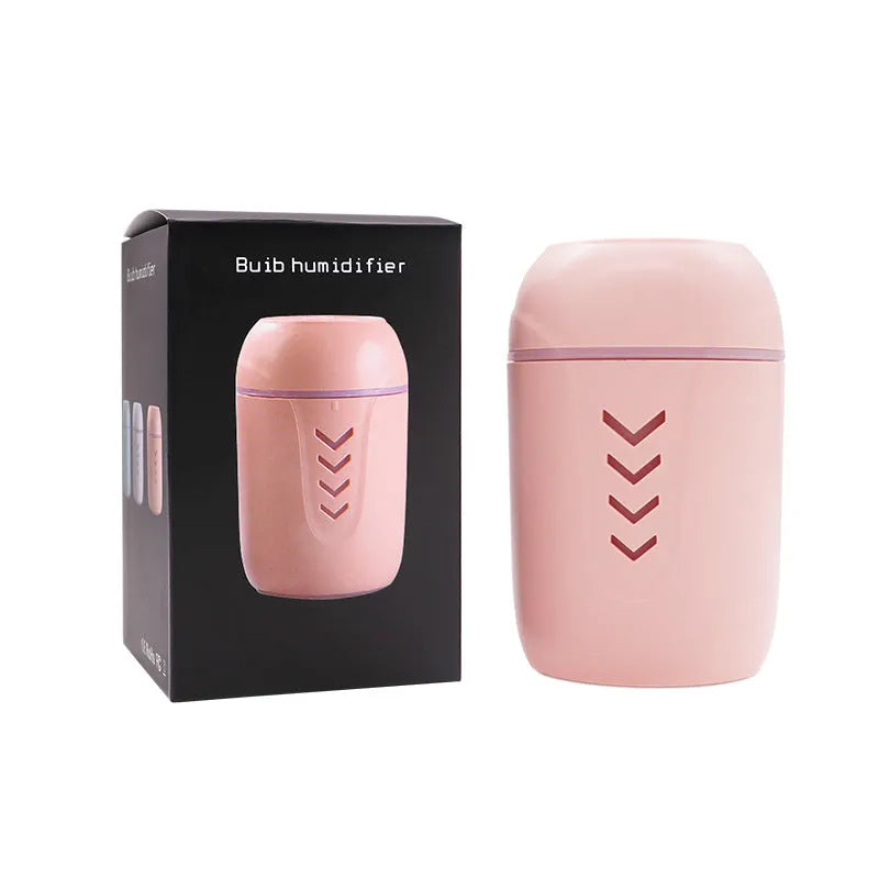 Portable column-shaped car humidifier with aromatherapy function in blue, white, or pink colours