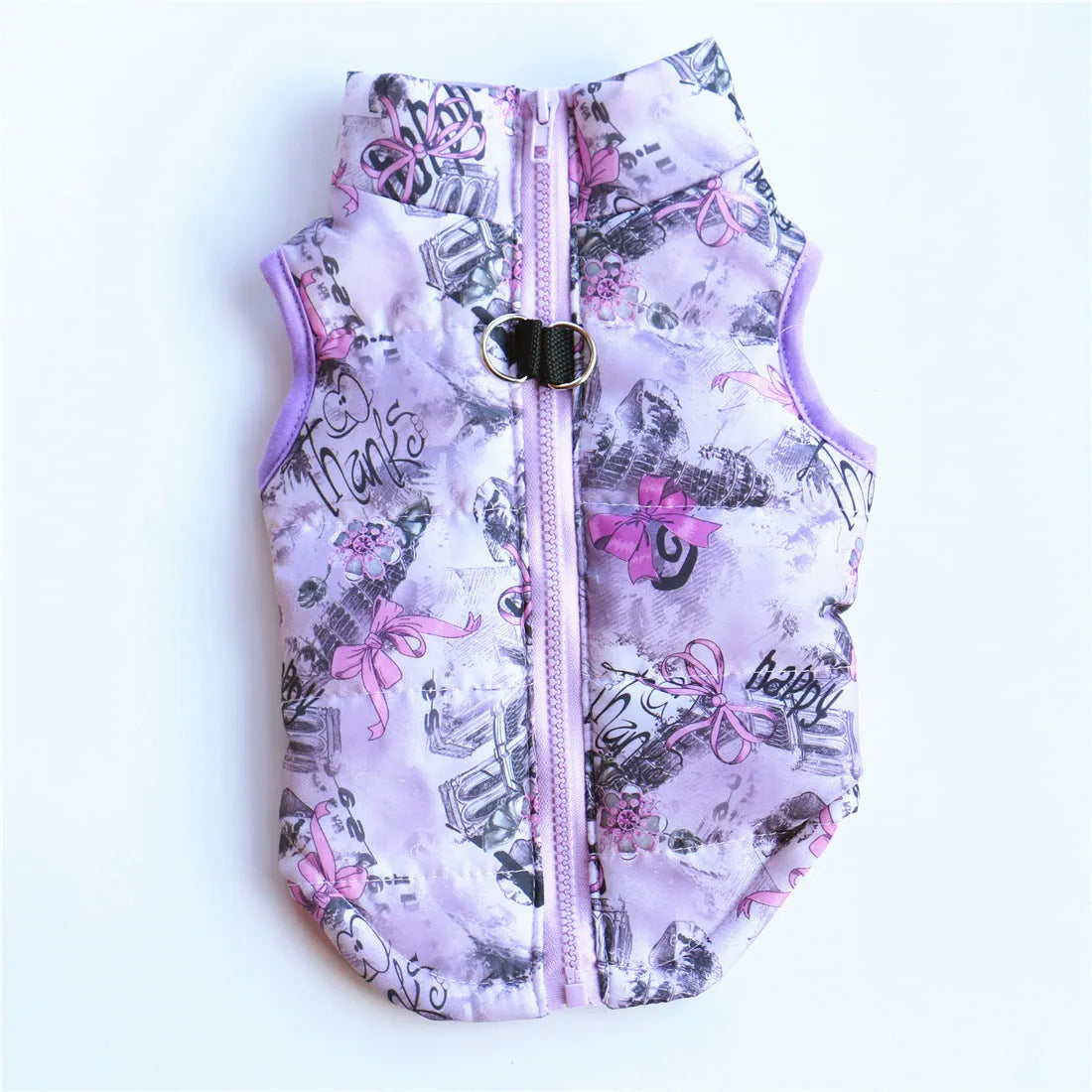 Autumn winter puppy jacket vest with traction buckle in striped pattern for small dogs, available in multiple colours