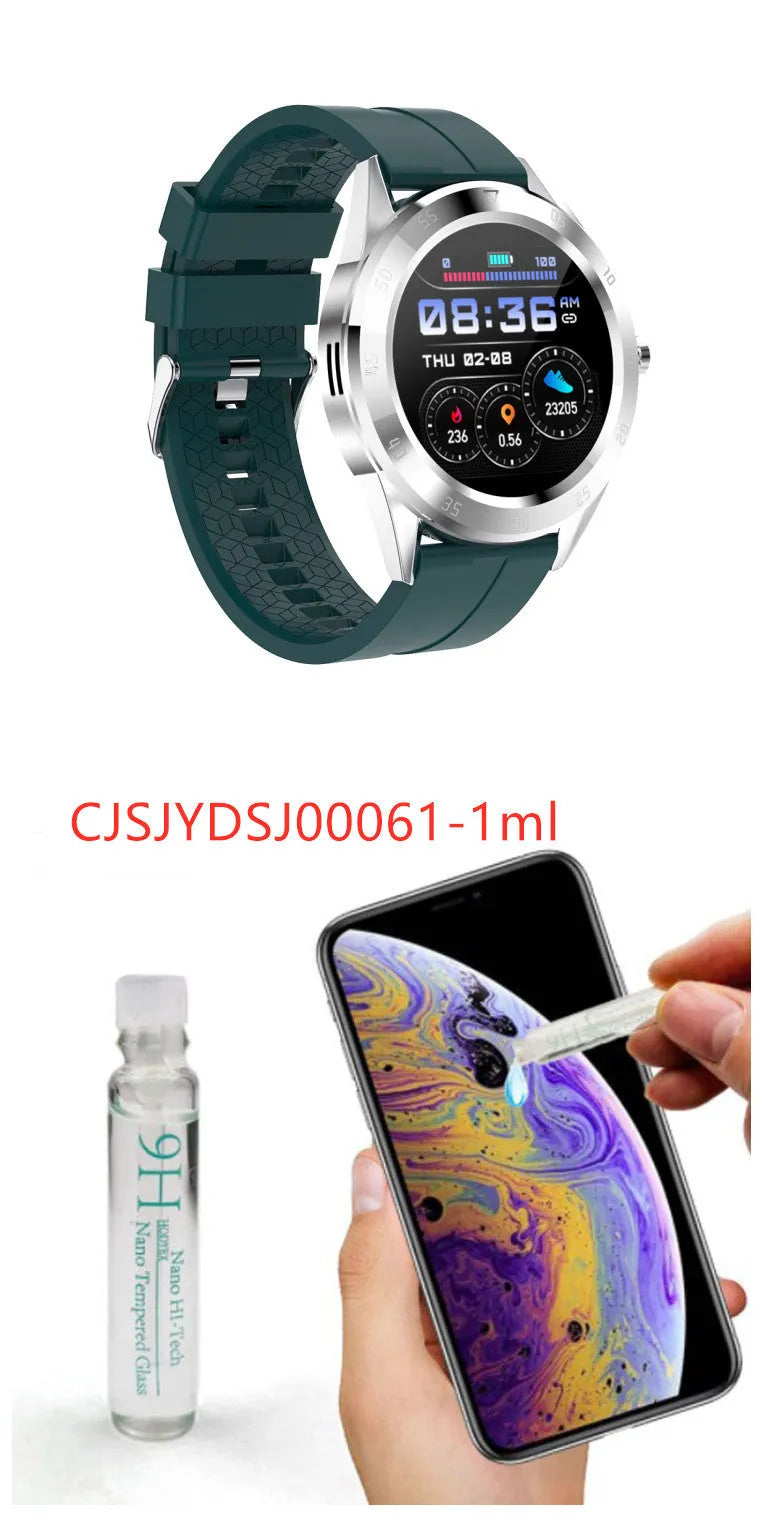 Information reminder pedometer watch with heart rate monitoring, 1.2 inch screen, silicone strap, black colour