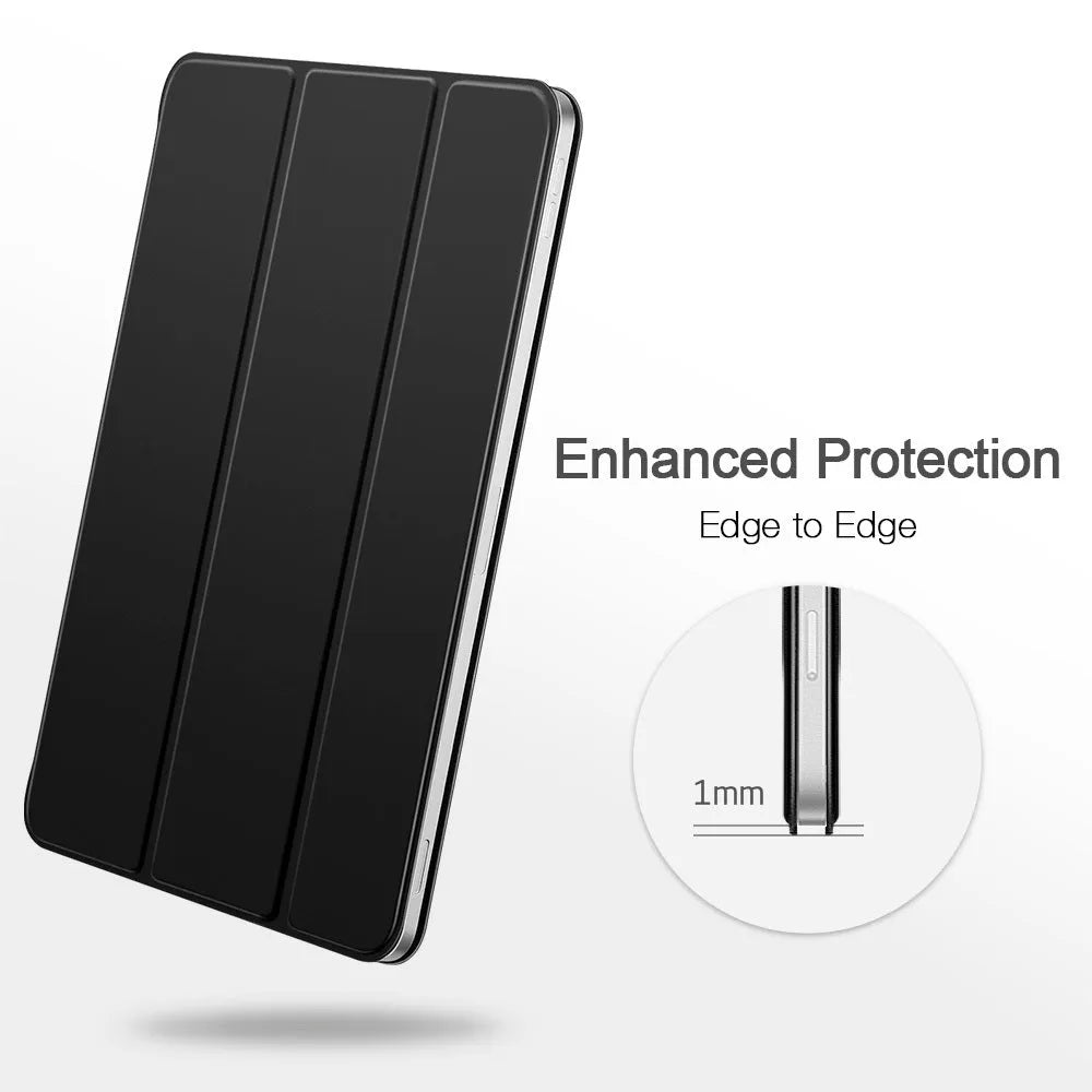 Magnetic smart case for iPad Pro 11 with trifold stand and Apple Pencil charging support in black