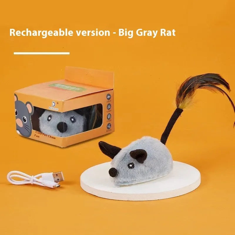 Remote control electric plush mouse cat toy with USB charging cable