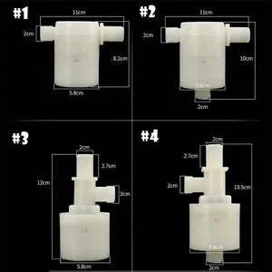 White nylon automatic float valve for purified water systems with BSP thread connections.