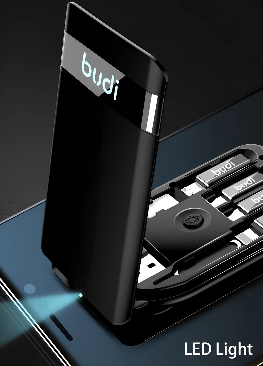 Black multi-function data line conversion card with wireless charging option and card slots