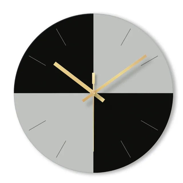 Modern transparent tempered glass wall clock with silent movement, 29.5cm diameter, on a white wall.