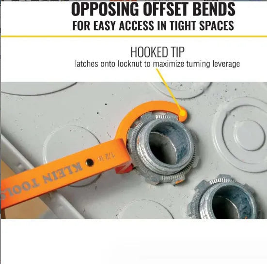 Three colour-coded wrenches in orange, grey and black showing crescent, magnetic and catheter locking designs