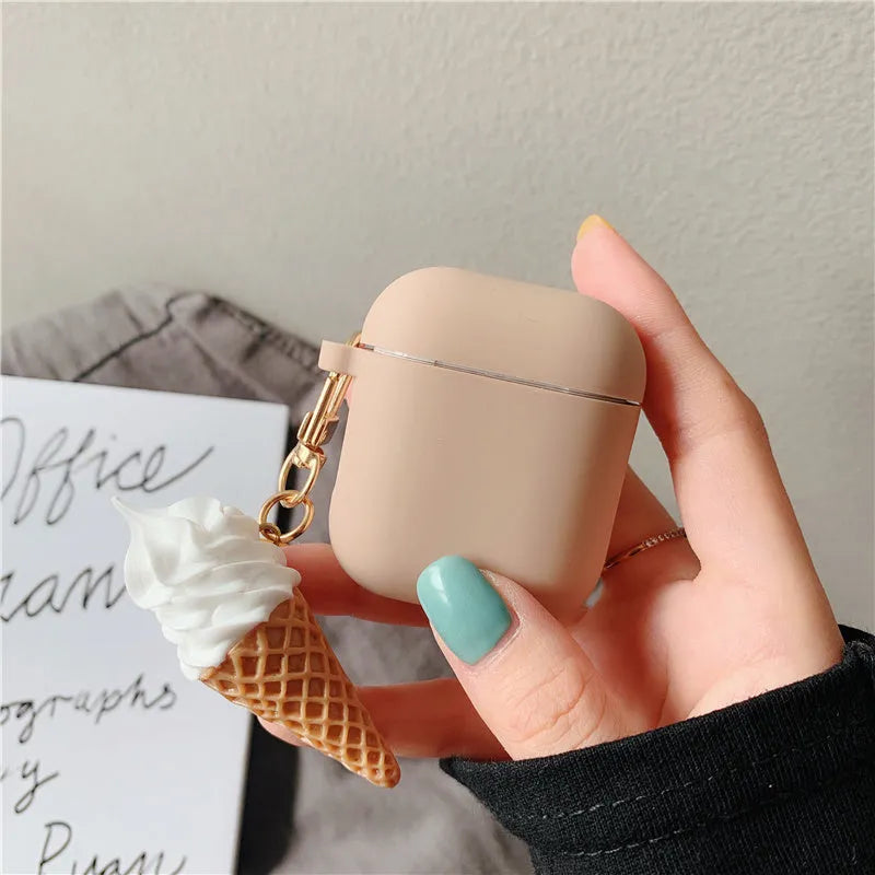 Cylinder ice cream design silicone case for Apple AirPods 2 wireless Bluetooth headphones