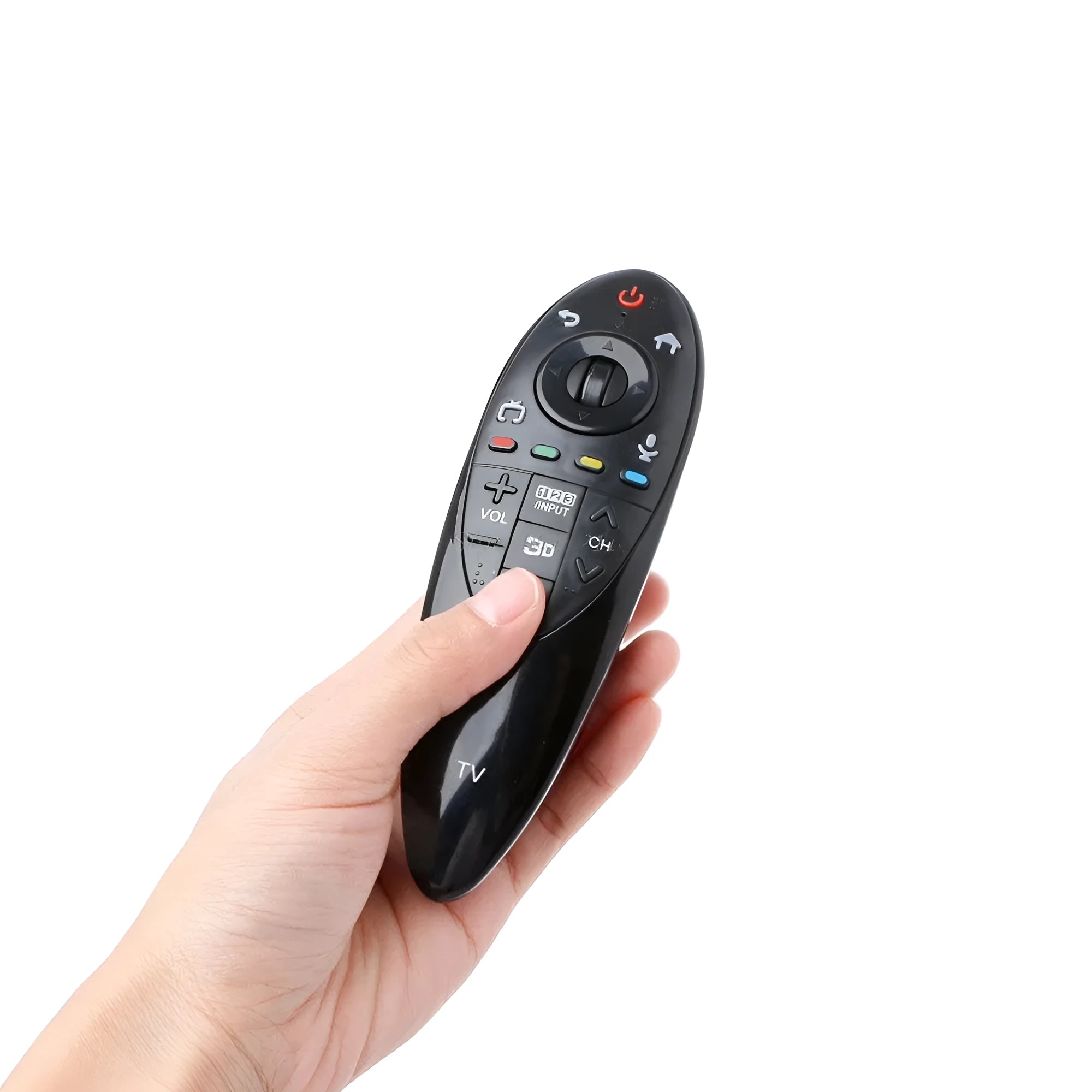 Black LG television replacement remote control for AN-MR500 models on a white background.