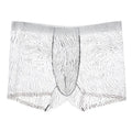 Men's black leopard print ice silk boxer shorts with mid waist, shown alongside zebra and geometric pattern options.