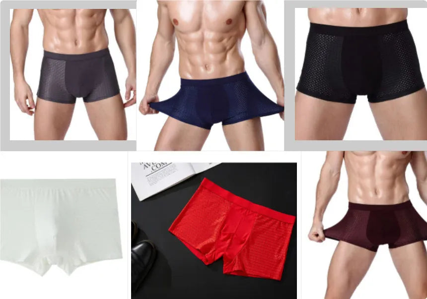 Men's ice silk modal boxer briefs with U convex design in multiple colour options