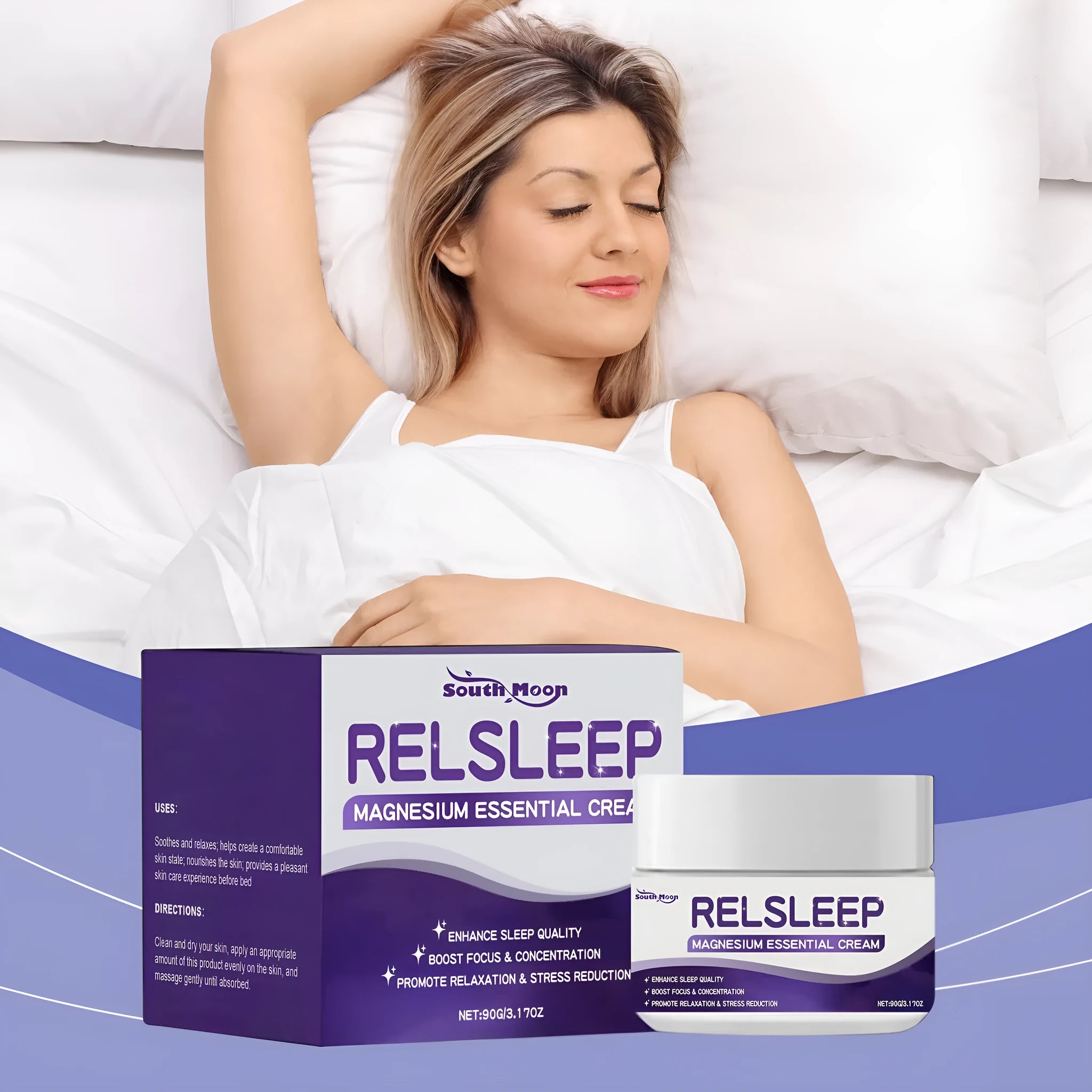 90g Sleep Magnesium Essence Cream jar with honey active ingredient for nighttime skincare