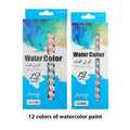 Set of artist paint tubes in 12 colours for acrylic, gouache, watercolour, oil, glass or textile painting