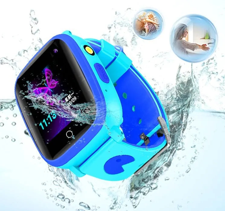 Kids smart watch phone with 1.44-inch touch screen, silicone strap, 8W camera, and 42g weight