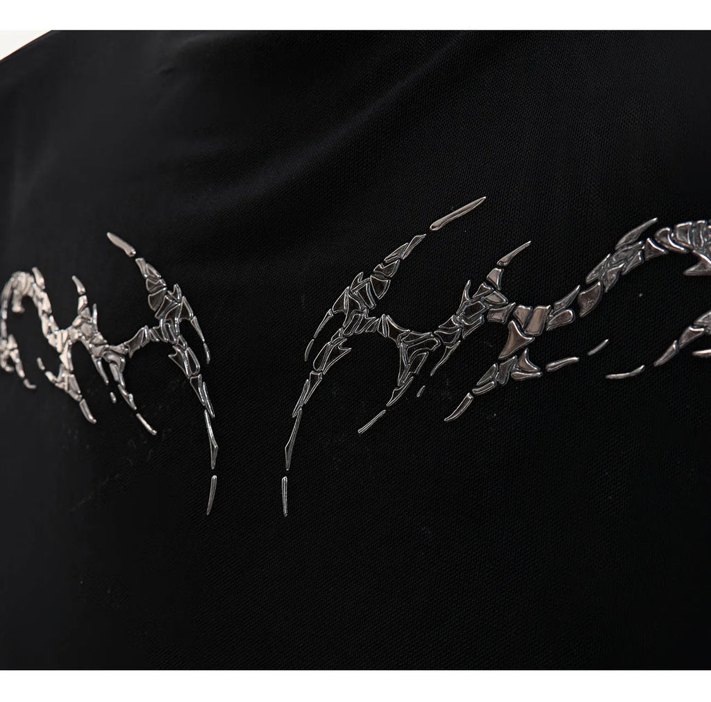 Niche Mesh Ice-feeling Slim Bottoming Shirt in black, showing long sleeves and slim fit on man.