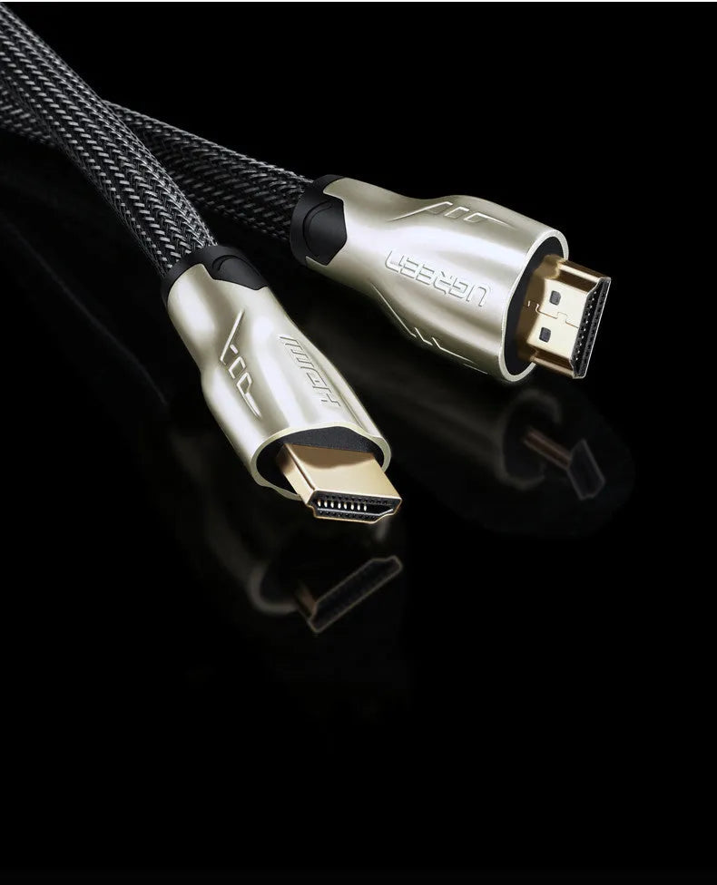 Version 2.0 HDMI cable with gold-plated connectors, shown in various lengths up to 15 metres.