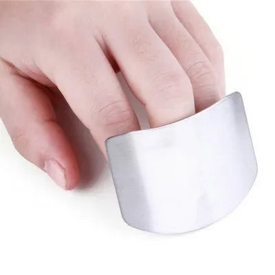 Stainless steel finger guard for kitchen knife protection with single and double finger size options