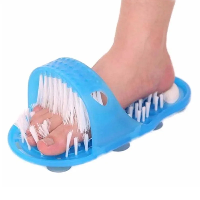 Plastic shower feet slipper with suction cup base and built-in pumice stone for cleaning feet without bending
