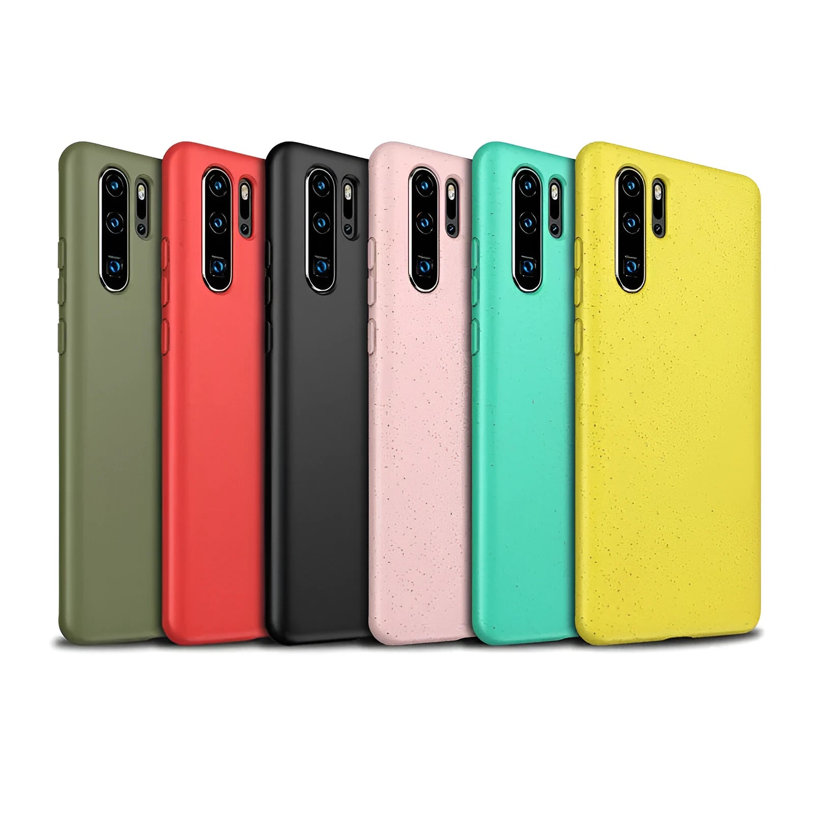 Huawei P30 phone case in TPU, showing Army Green colour option on a phone.
