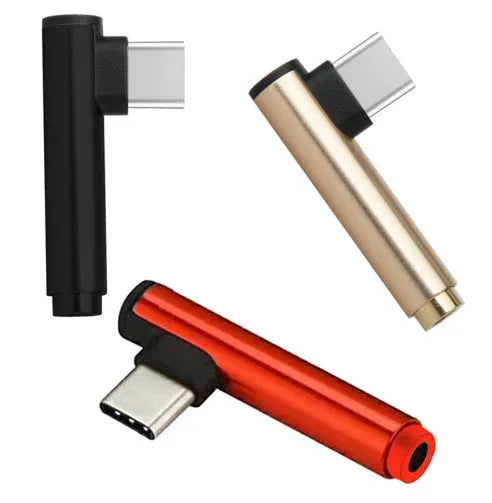 USB-C to 3.5mm audio charging adapter with aluminium alloy shell in multiple colour options