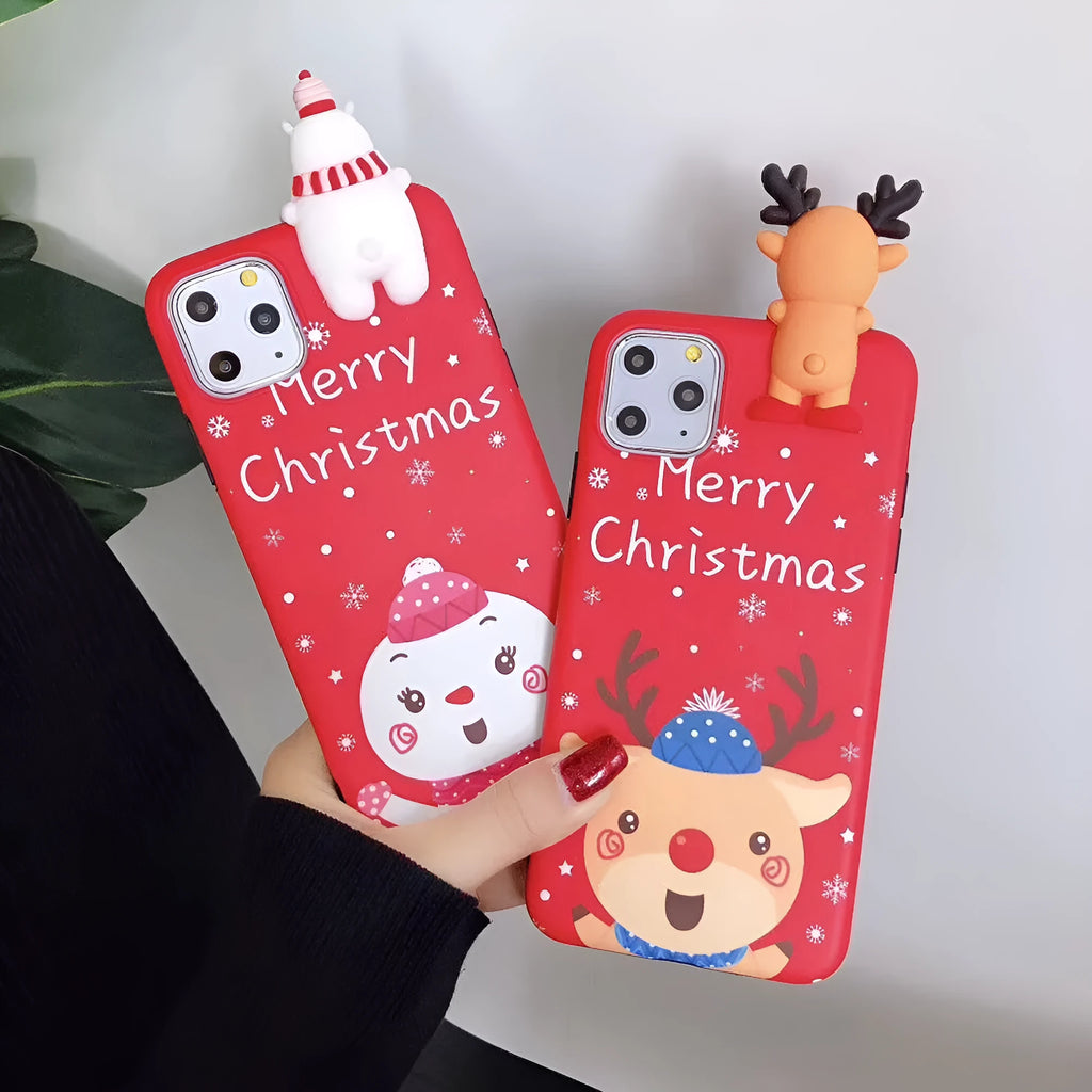 Christmas silicone back cover case for iPhone in four festive colour options