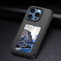 Black smart NFC phone case with four-colour e-ink screen and 3D relief texture for iPhone 11-16 series