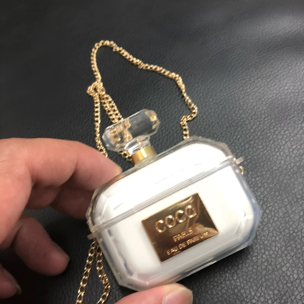 White silicone perfume bottle case for AirPods Pro and AirPods 3 charging box