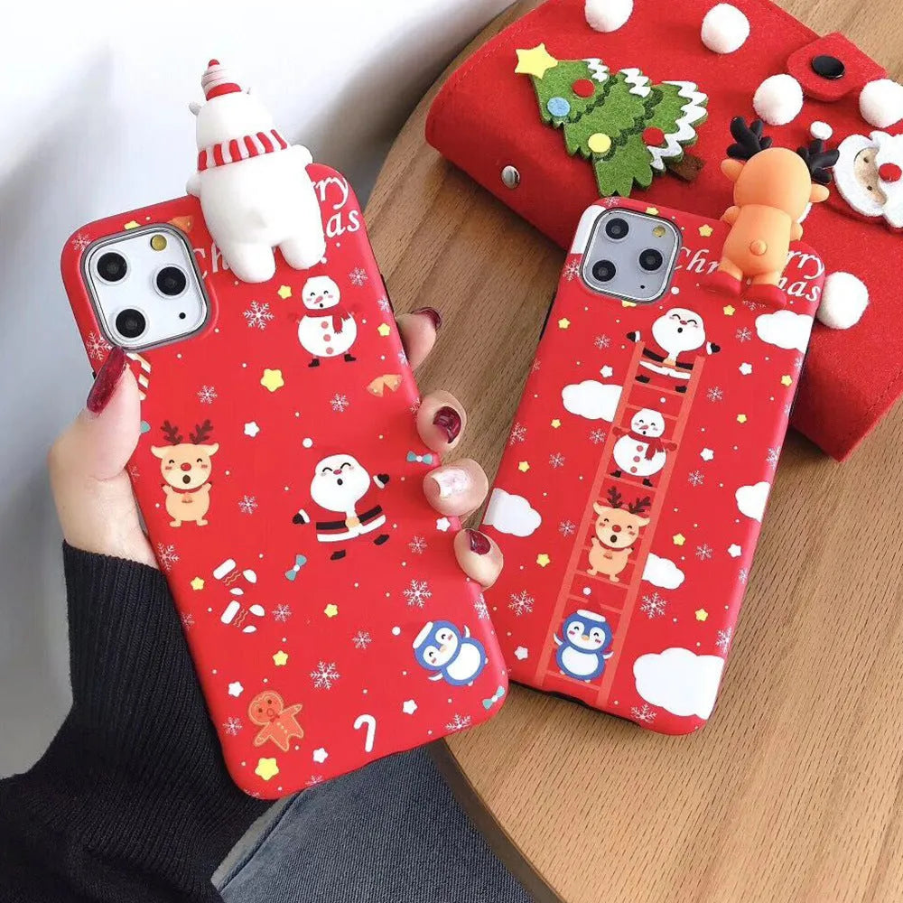 Christmas silicone back cover case for iPhone in four festive colour options