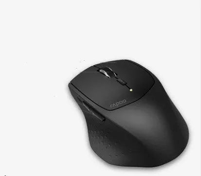 Rapoo MT500 wireless Bluetooth mouse in black with six buttons on a desk surface
