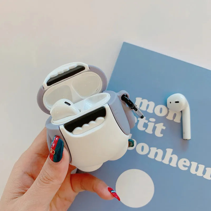 Silicone shark fin covers for AirPods 1 and 2 with personalised female accessory patterns