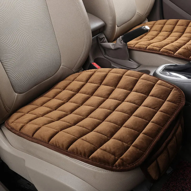 Winter car cushion without backrest in plush material, two-seat style, beige colour