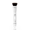 Electric makeup brush with foundation head and blush head, black, on a white background