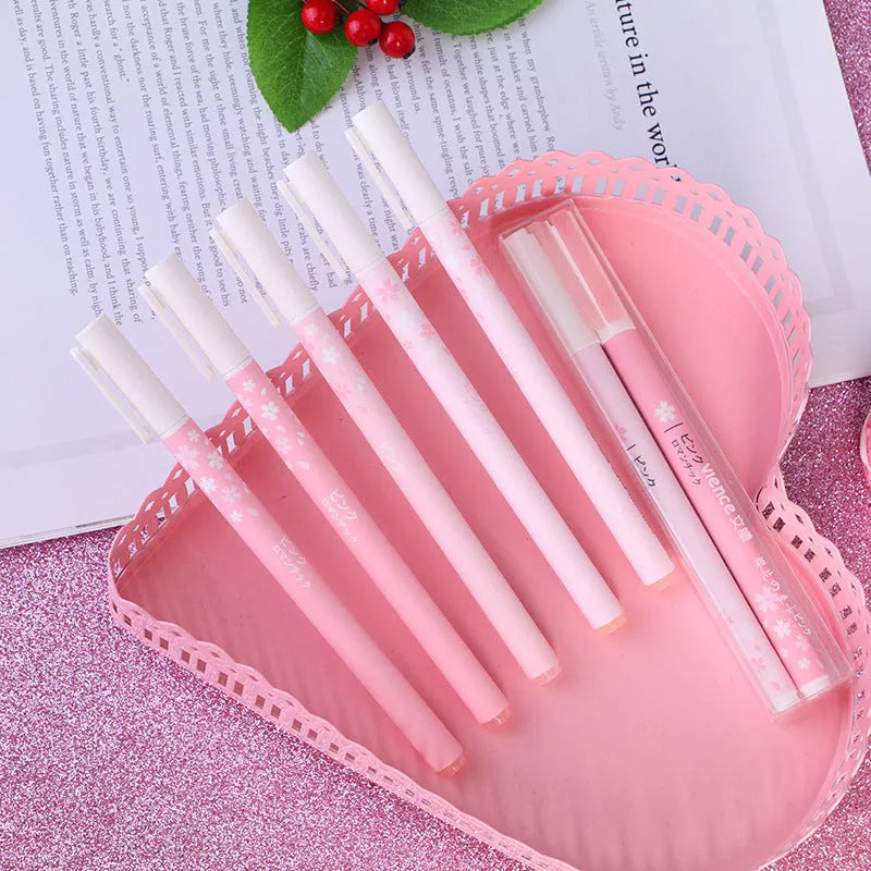 Sakura gel pen set showing plastic body pens with 0.38mm and 0.5mm tip options in boxed presentation