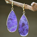 Vintage long drop earrings made from Tigereye stone with water droplets design