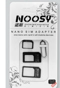 Three SIM card adapters for nano to micro and standard conversion in black and white colours