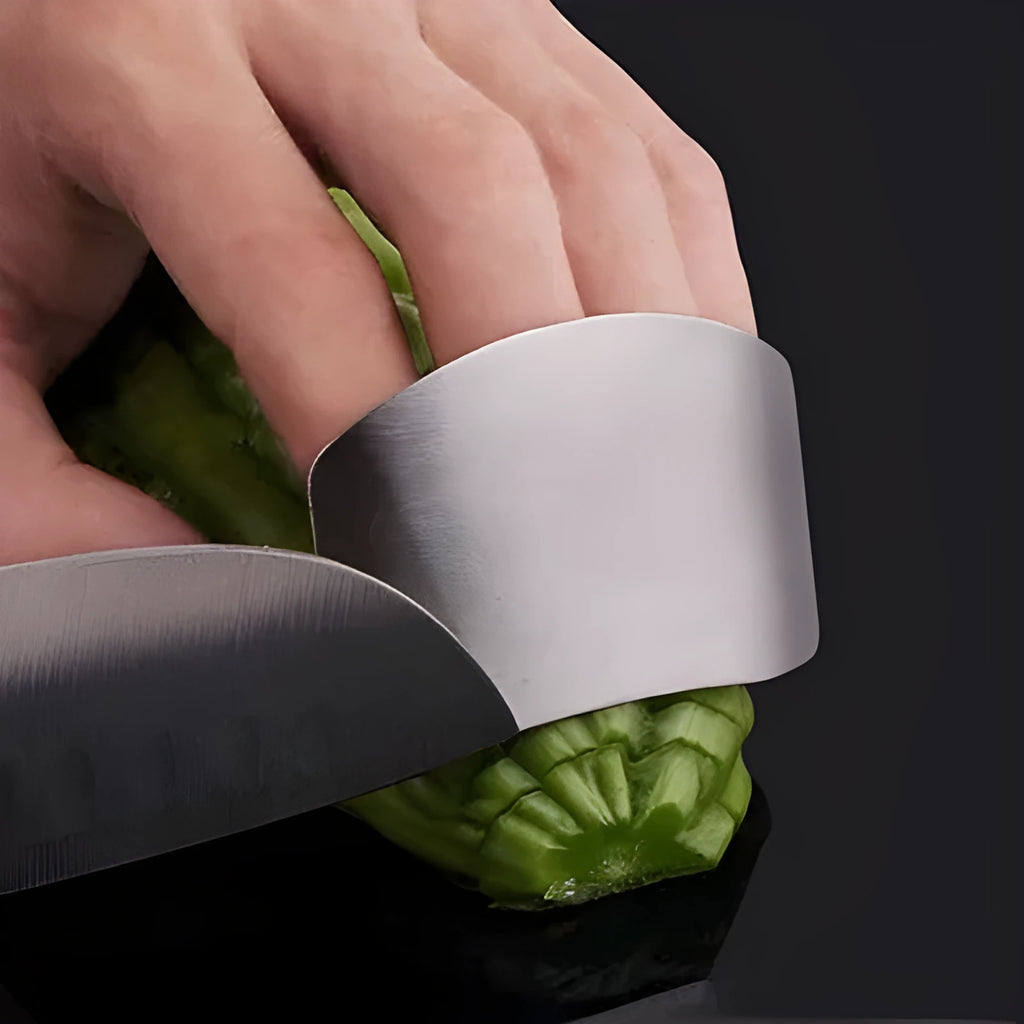 Stainless steel finger guard for kitchen knife protection with single and double finger size options