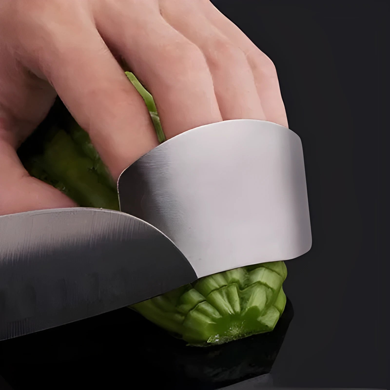 Stainless steel finger guard for kitchen knife protection with single and double finger size options