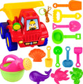 Plastic beach bucket set with sand moulds spade and rake for outdoor sand play
